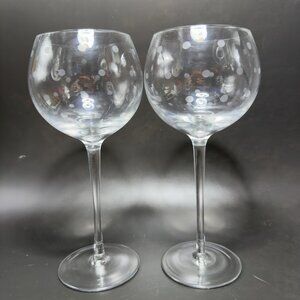 Kate Spade Lenox Larabee Dot Balloon Wine Glasses Cups Polka Dots Clear Set  2‎